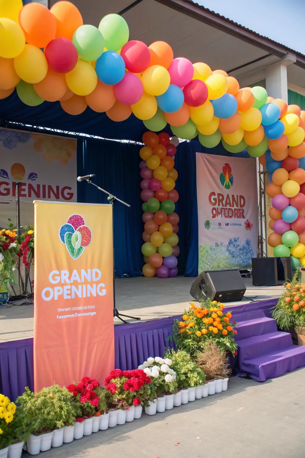 A vibrant balloon backdrop creates a perfect photo opportunity.