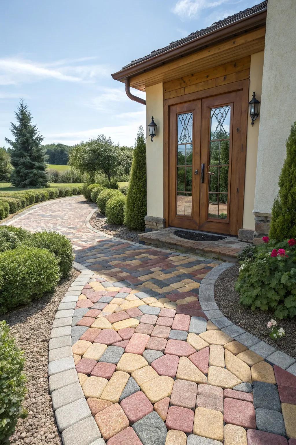 Vibrant colors bring this interlocking entrance to life.