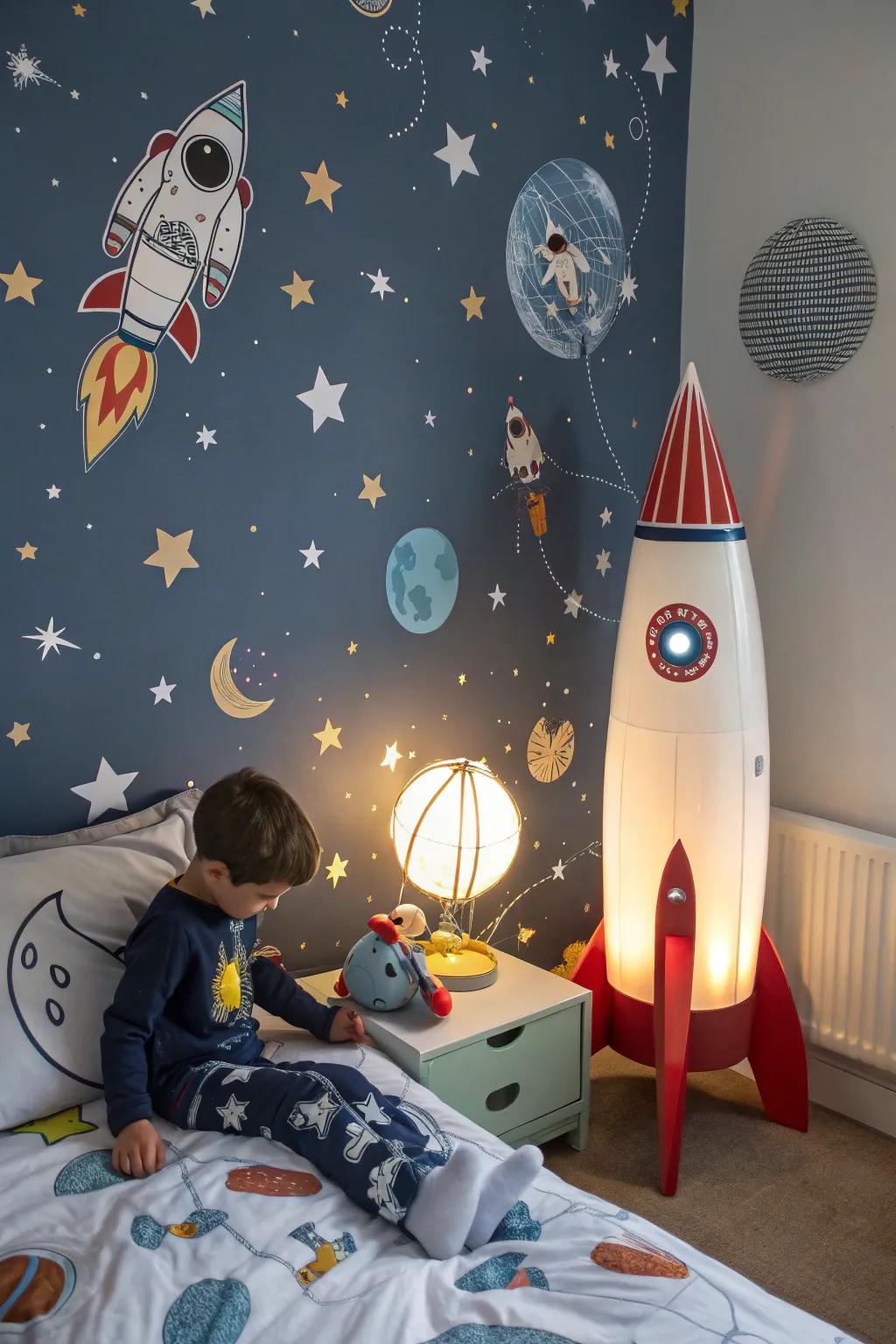 A cosmic-inspired chamber that sparks imagination and awe.