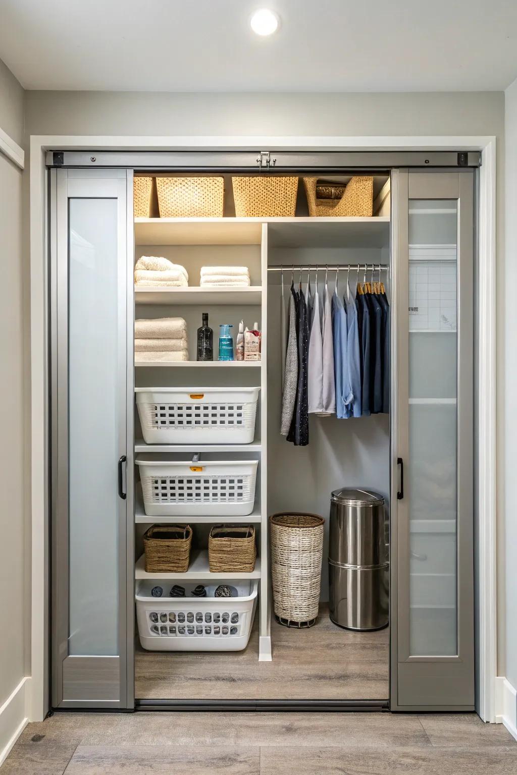 Folding doors offer practicality while preserving elegance.