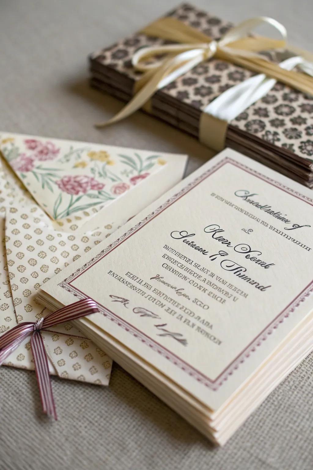 Appealing mini invitations suitable for an intimate gathering.