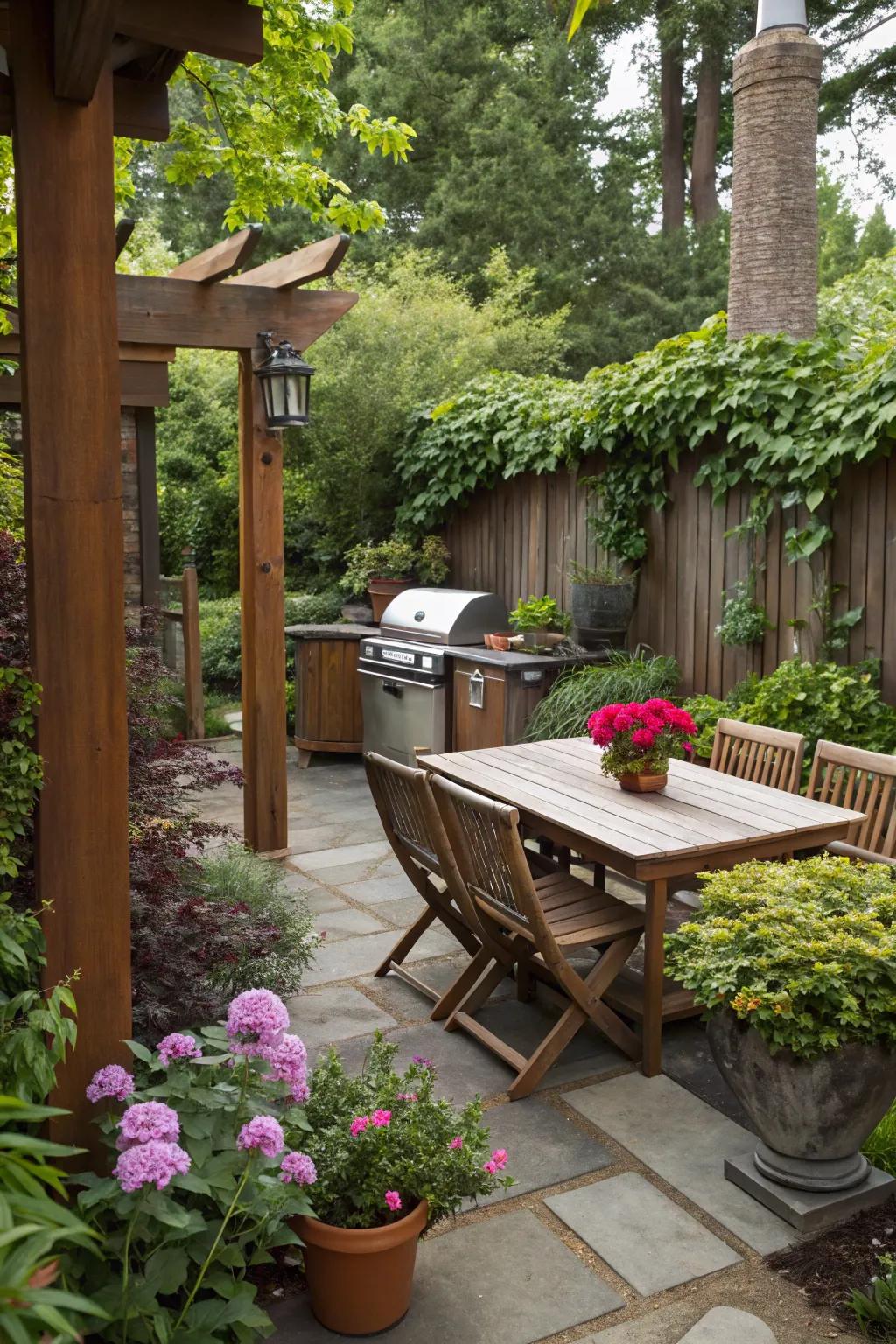 Natural elements bring tranquility to your BBQ setting.