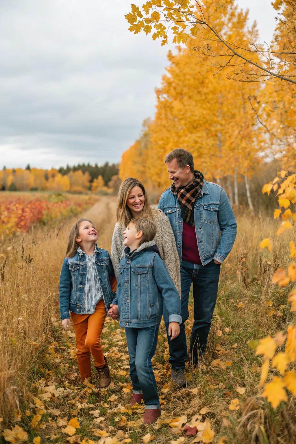 Denim adds a timeless touch to fall family portraits.