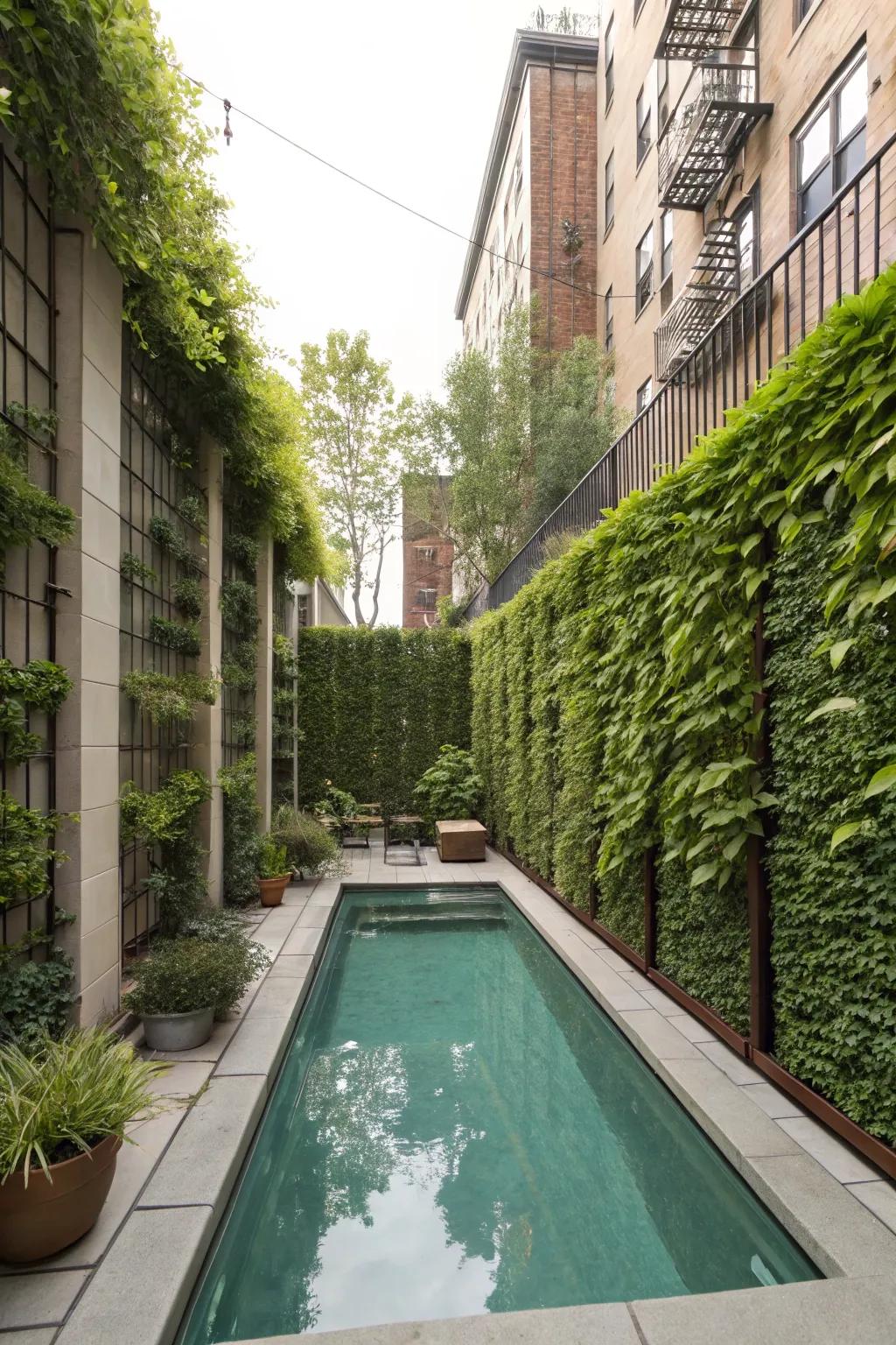 Vertical gardens offer an elegant solution for privacy in small spaces.