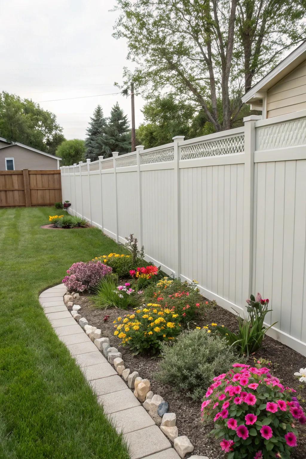 Vinyl fencing offers a low-maintenance, chic solution for privacy.