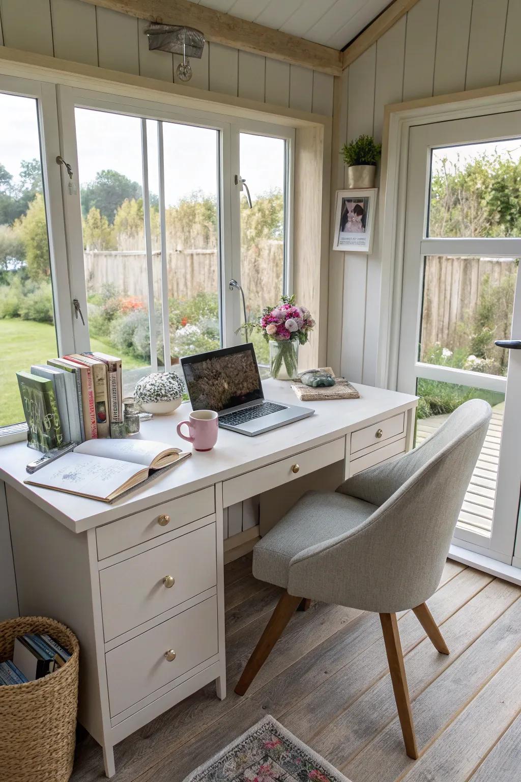 A productive and chic home office space.