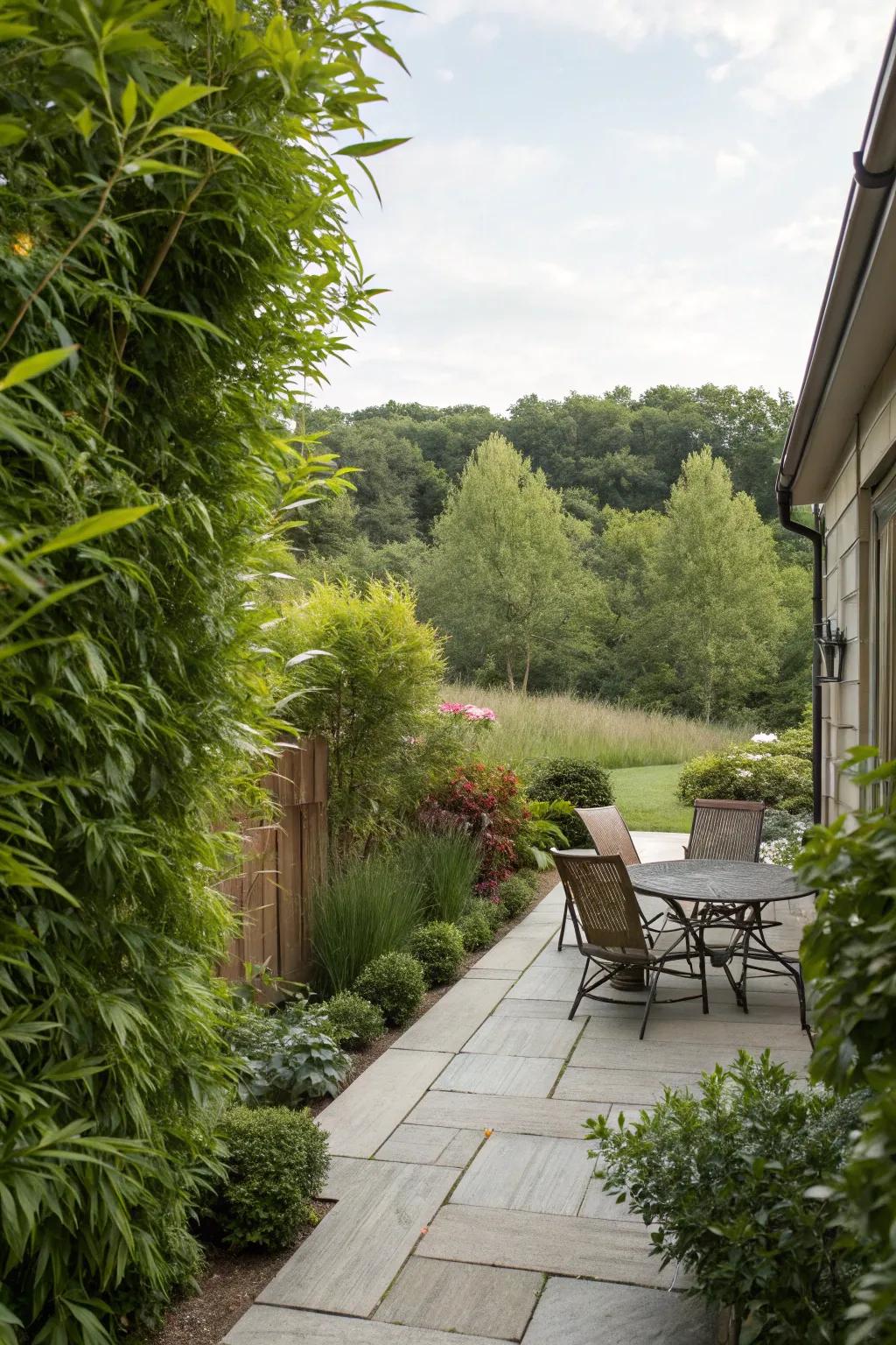High-reaching plants deliver privacy and a hint of nature.