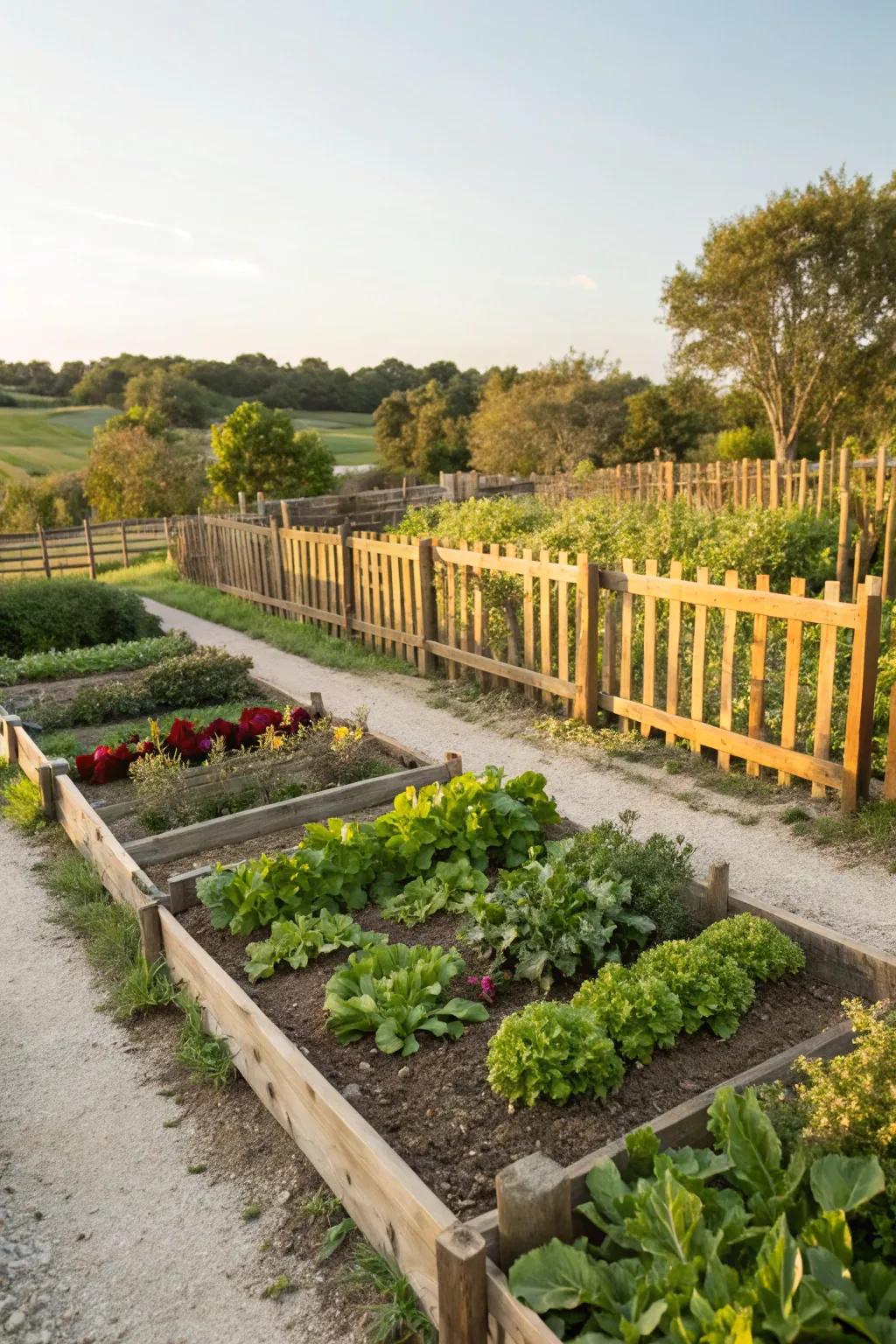 A functional vegetable patch that marries aesthetic charm with pragmatic utility.