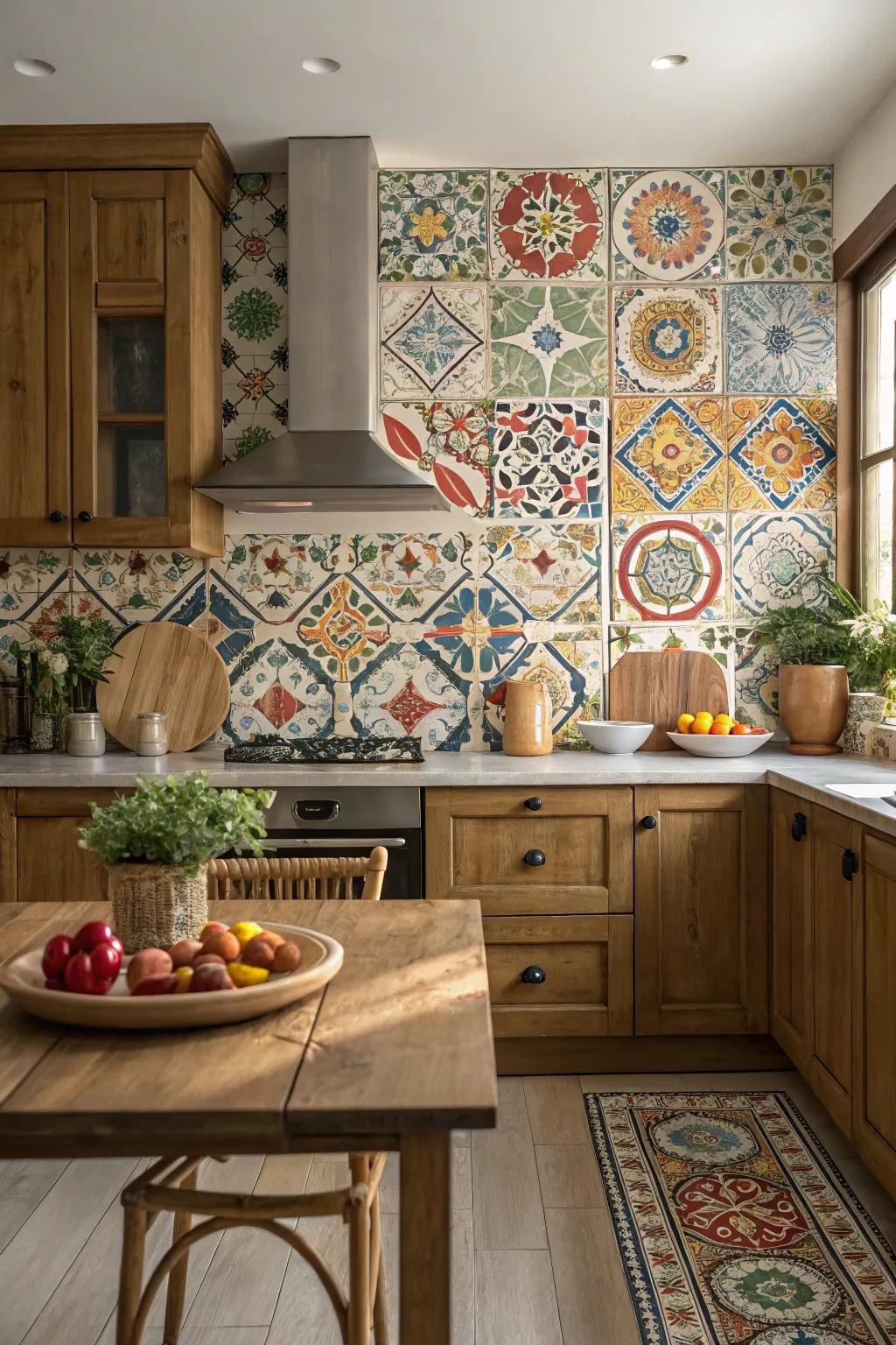 Regular shapes introduce balance and flair to your backsplash.