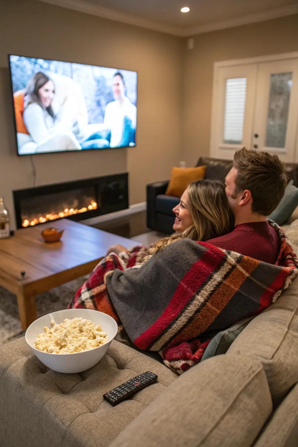 Transform your living room into a cozy cinema for a movie marathon.