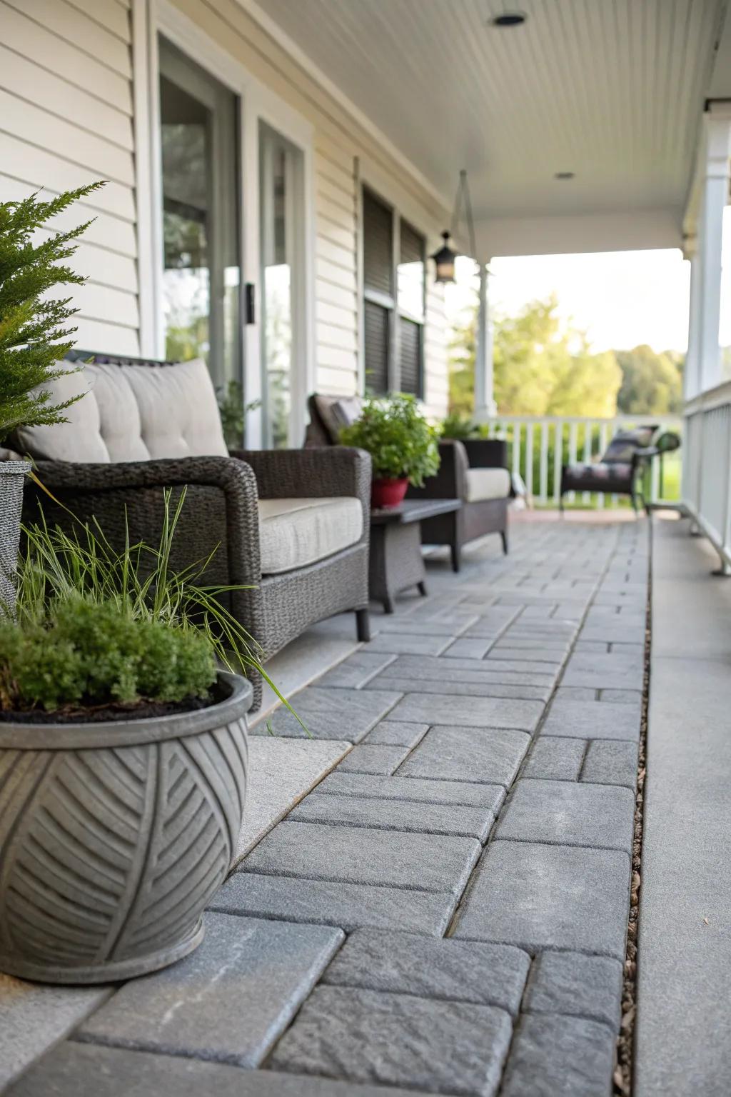 Concrete pavers create a modern, industrial-chic look.