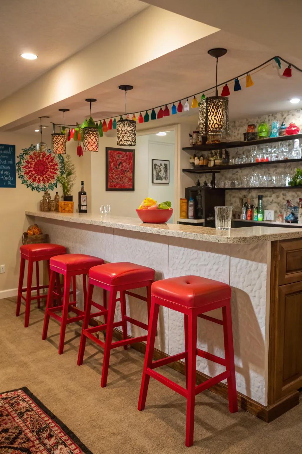 A pop of color brings vibrancy and energy to your bar.