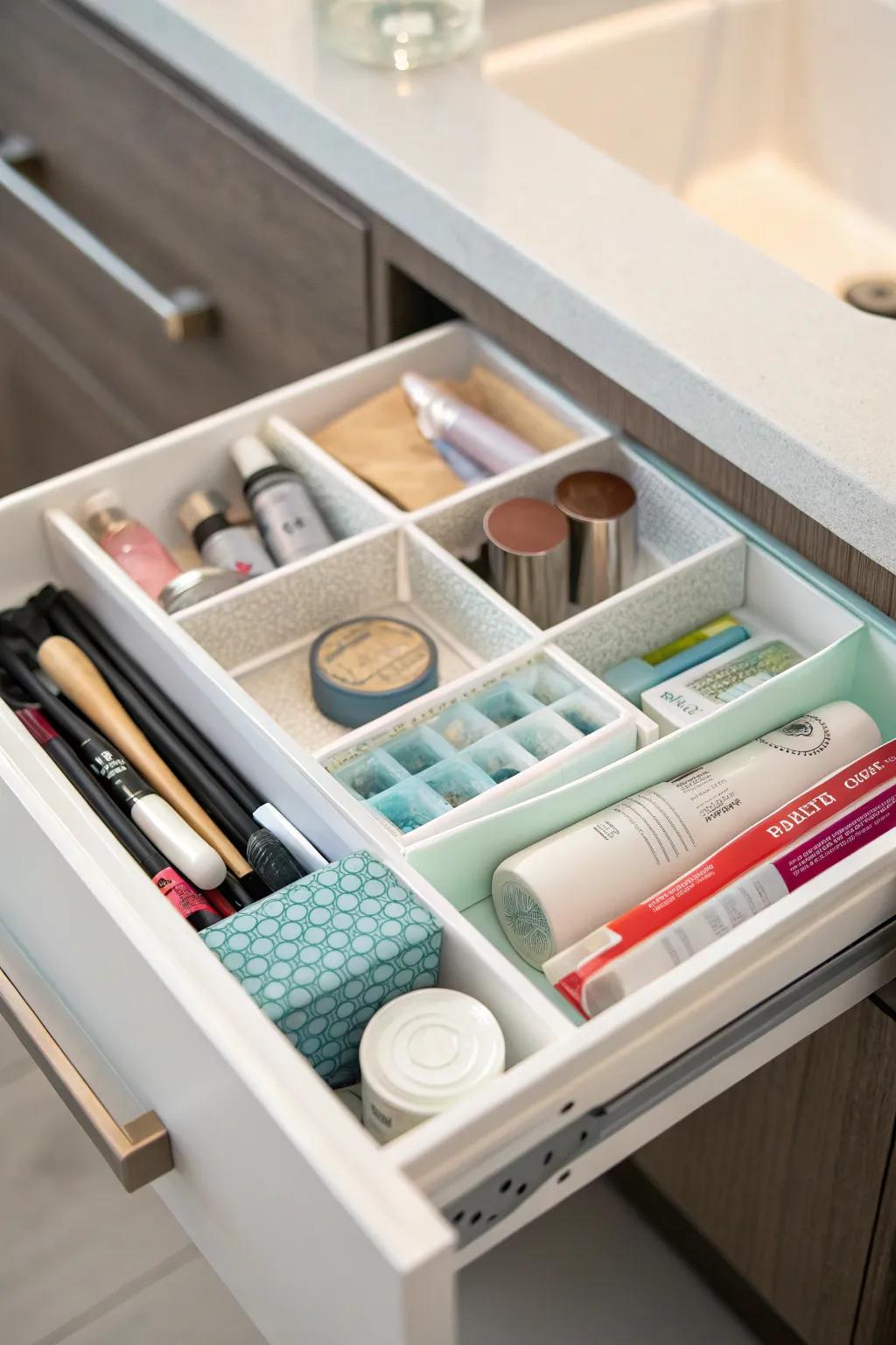 Compartmentalization keeps everything tidy and accessible.