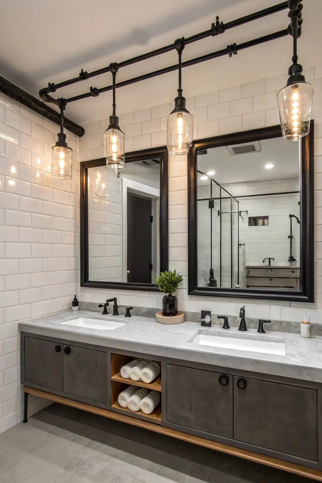 Industrial fixtures add a trendy, modern edge to lighting.