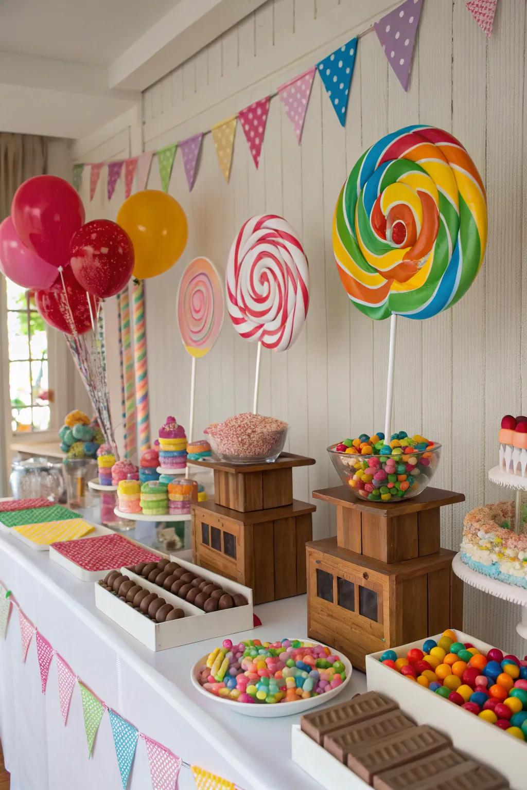 Step into a realm of enchantment with this whimsical, candyland-themed candy bar.