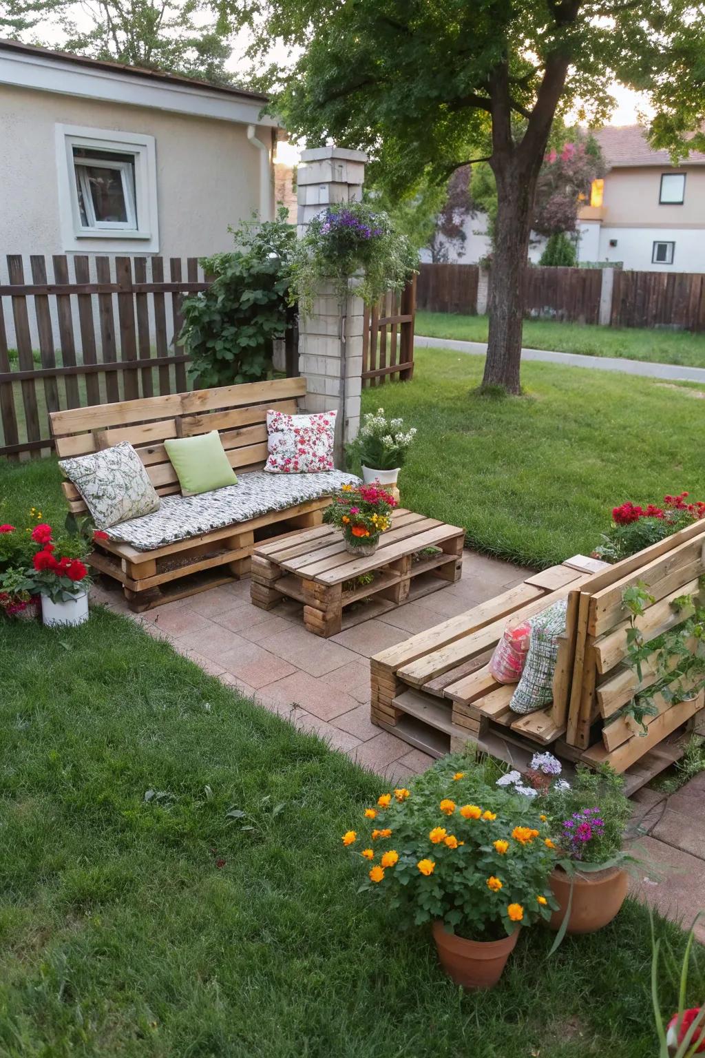 A cozy seating area invites you to enjoy your outdoor space.