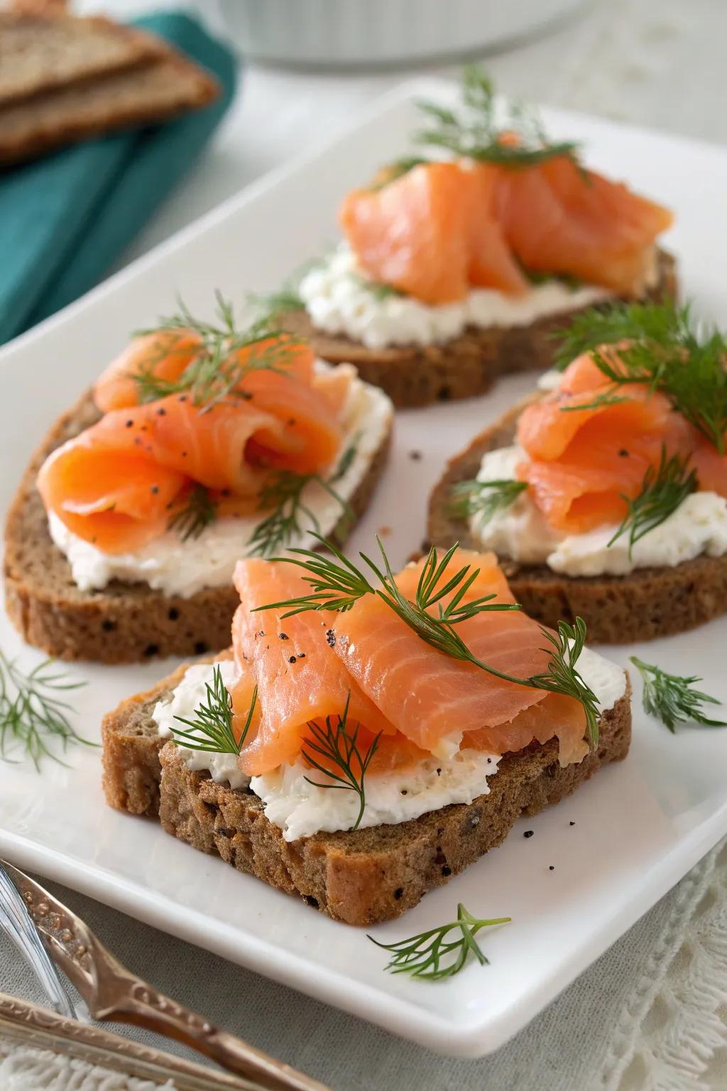 Cured fish bites lend sophistication to all events.