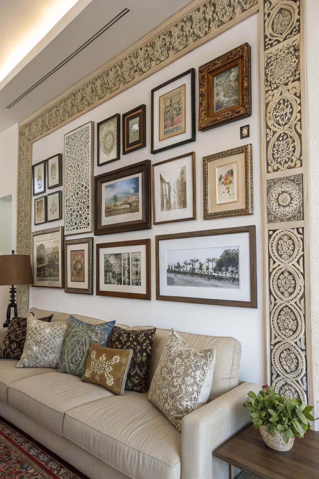 Framed designs add sophistication and elegance to spaces.