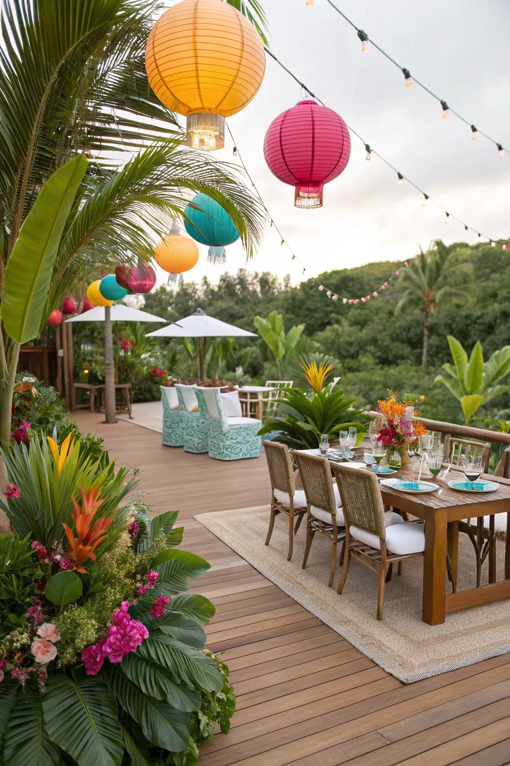 Themed decor brings a unique flair to your deck party.