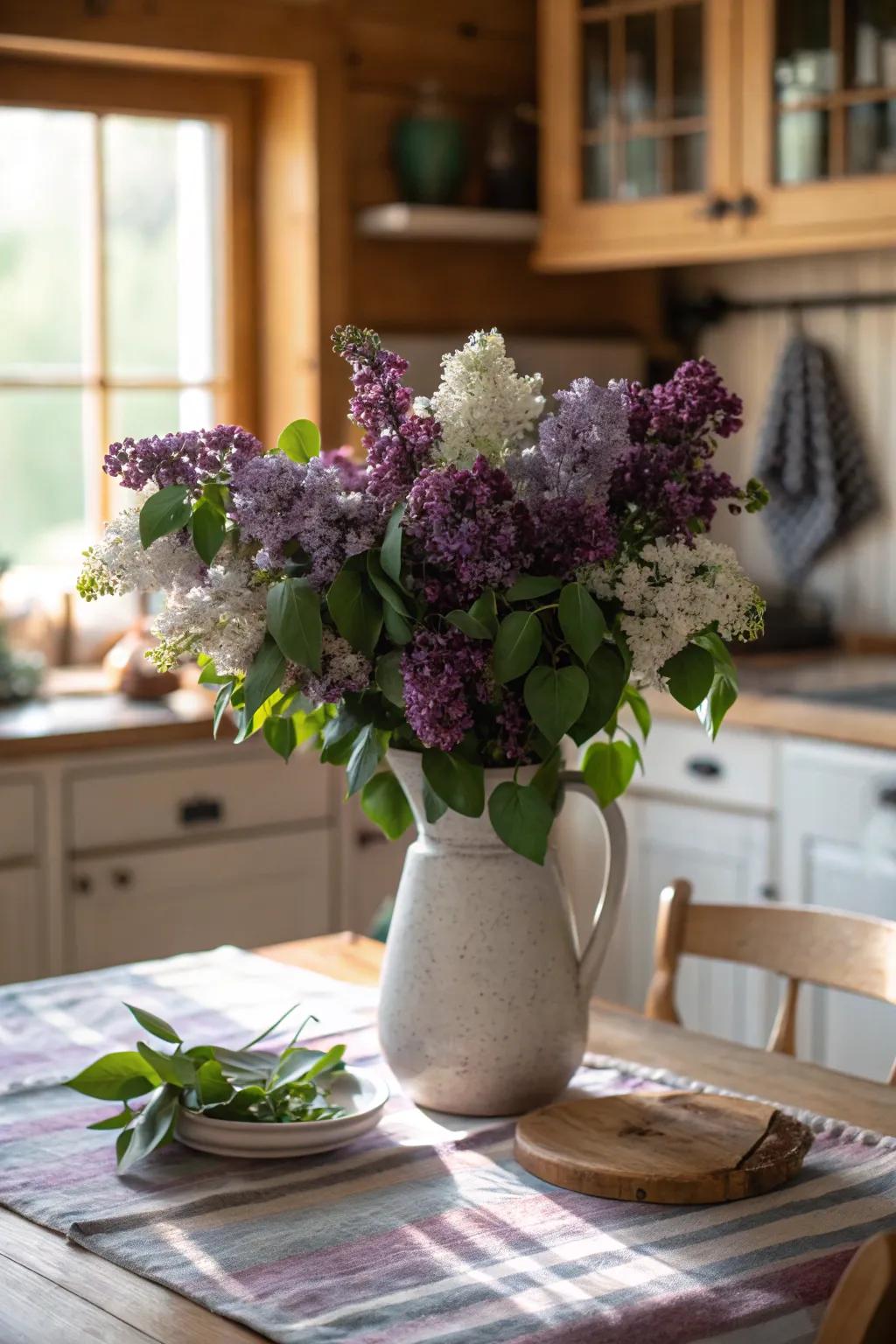 An aromatic focal piece featuring lilac and eucalyptus.