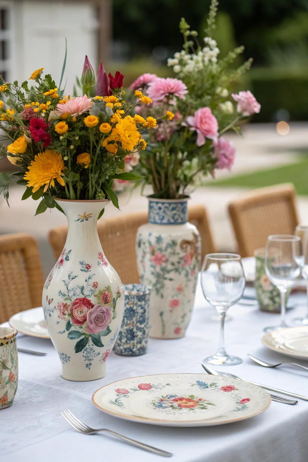 Accessories like vases and flowers add charm and a personal touch.