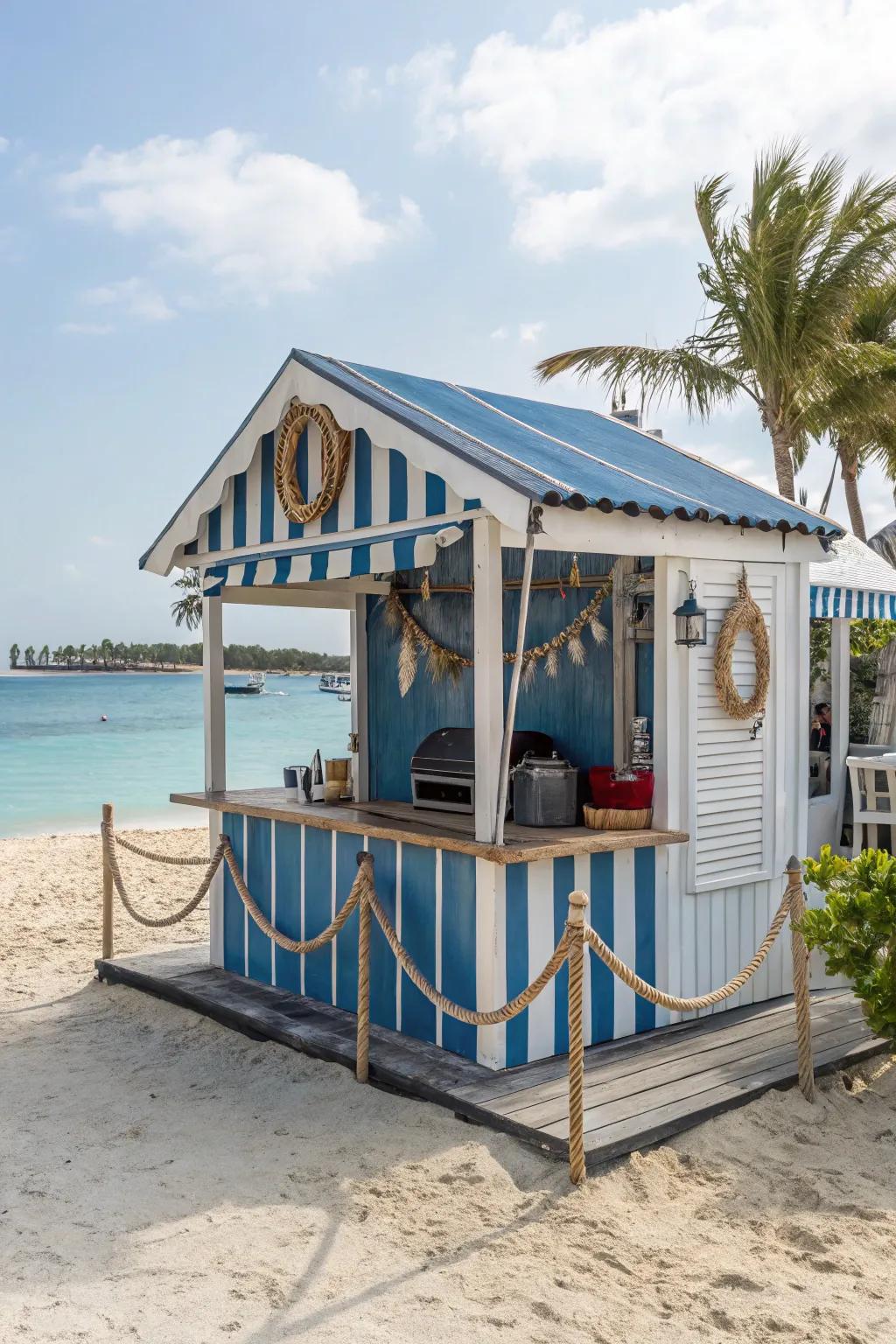 A coastal grill hut evoking the charm of the seaside to your backyard.
