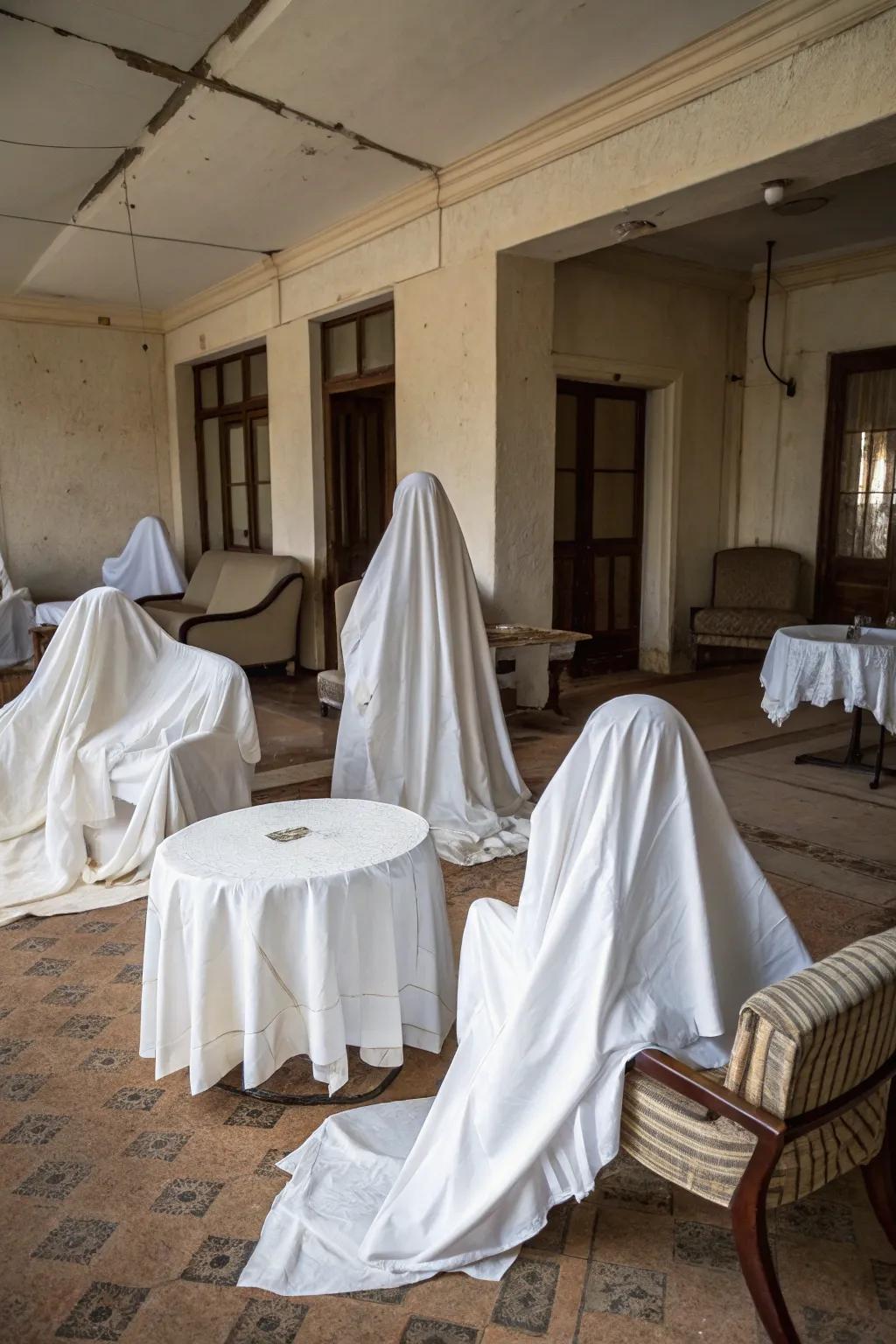 Incorporate an unsettling presence through straightforward yet potent phantom hangings.