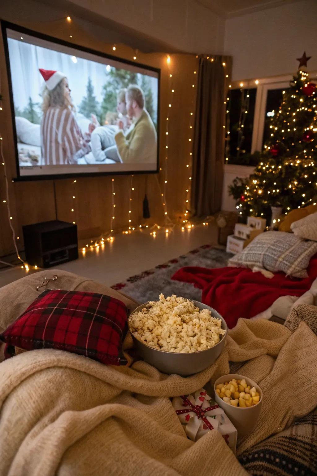 Enjoy a relaxing holiday movie gathering with friends and family.