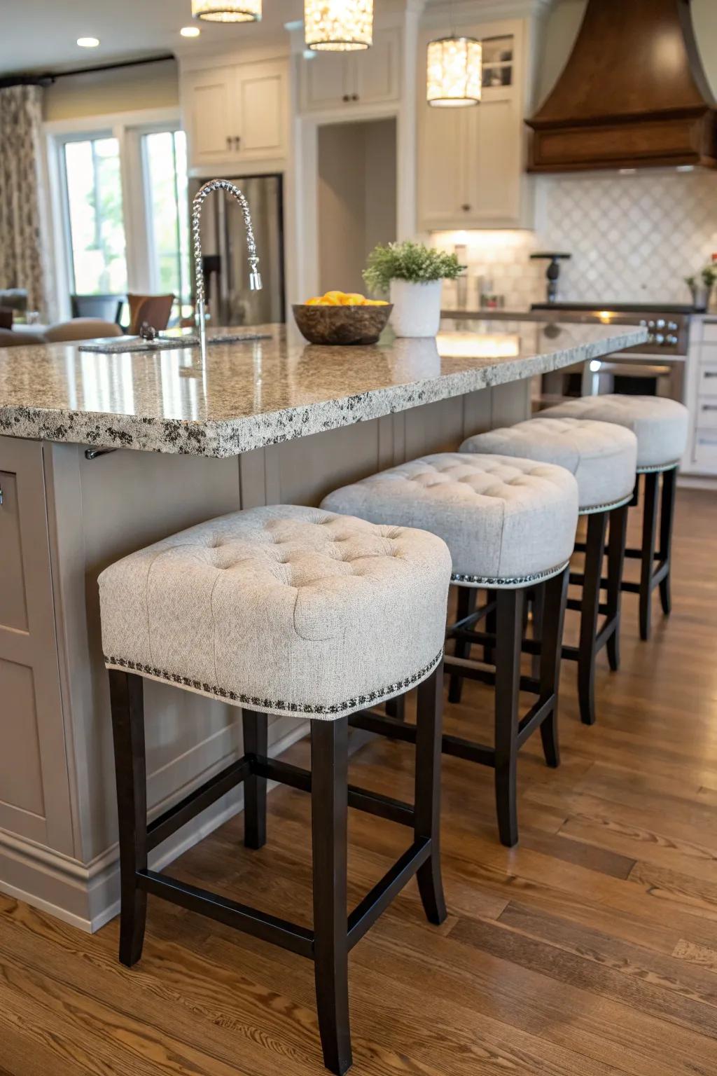 Inviting bar stools set the stage for enjoyable conversations.