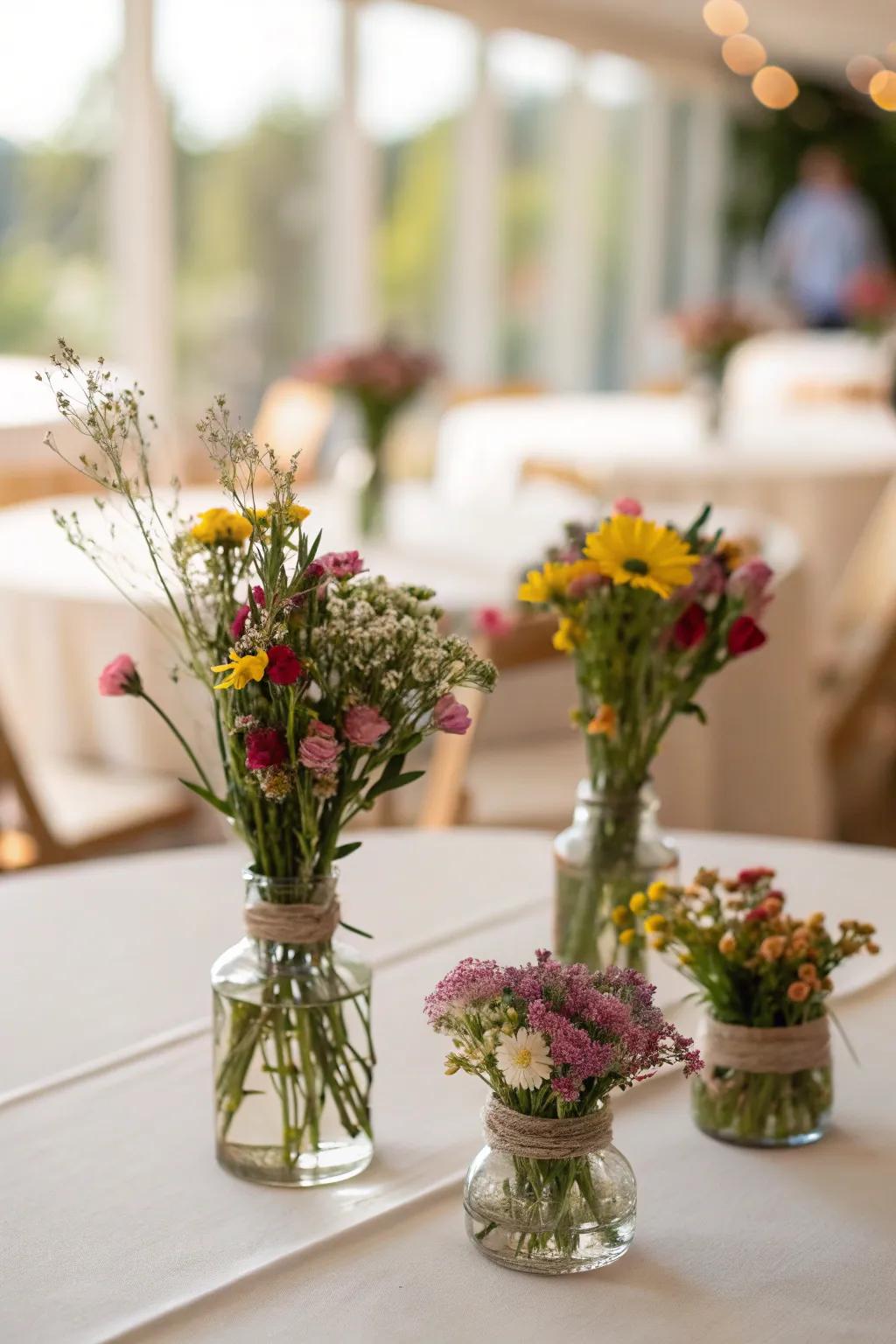 Refined mini centerpieces add a dash of beauty to any setting.