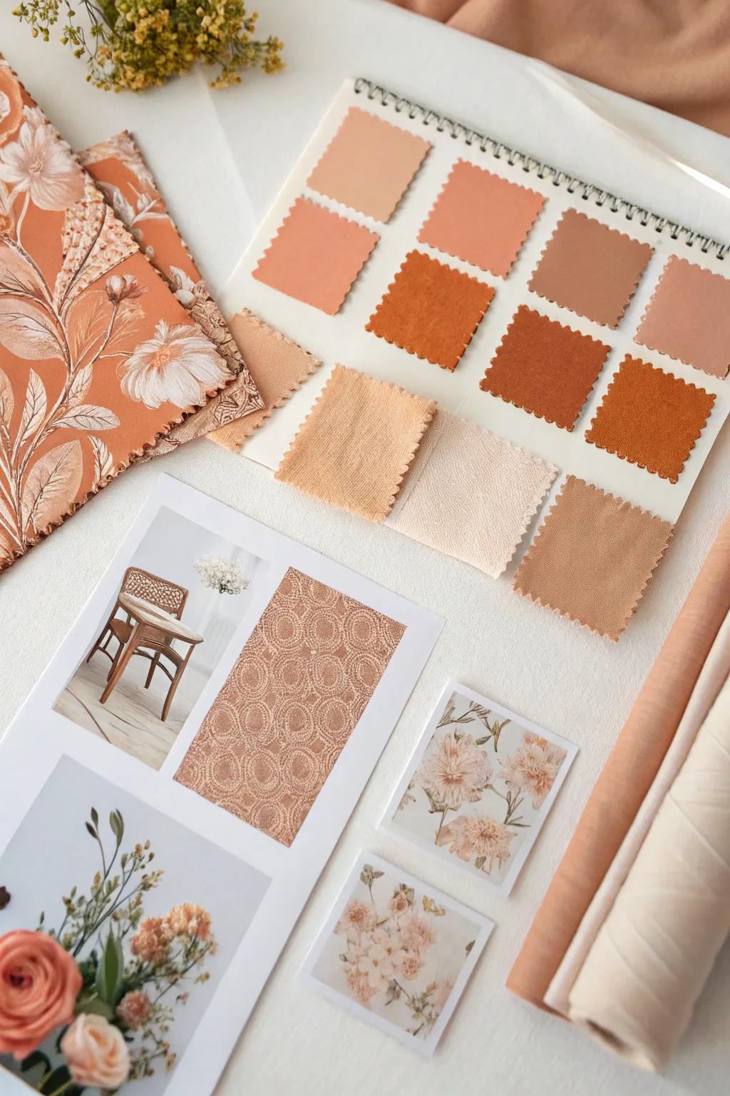 Inspiring peach inspiration board to realize your wedding concept.