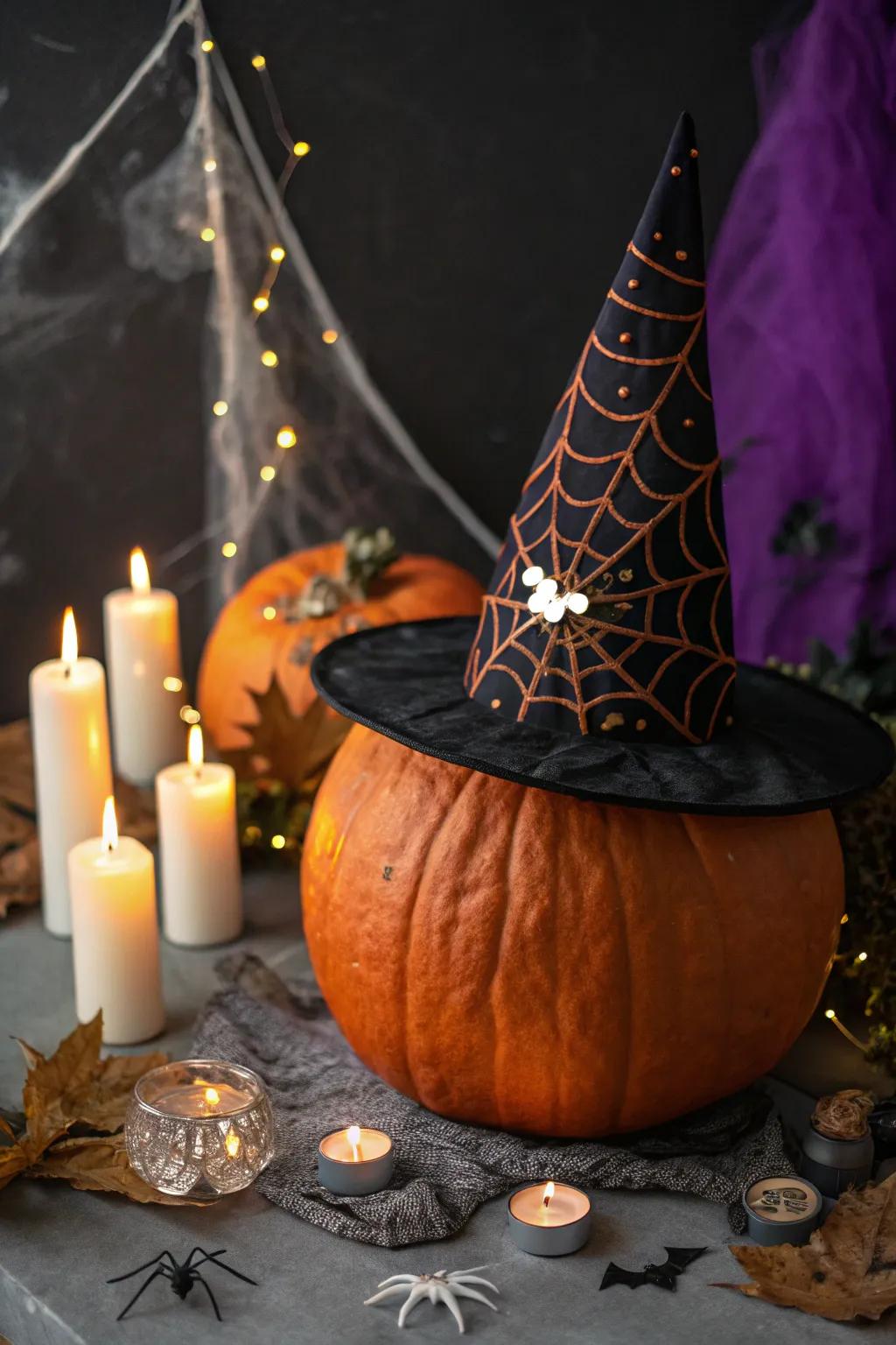 Turn any pumpkin into a magical centerpiece with a witch's hat.