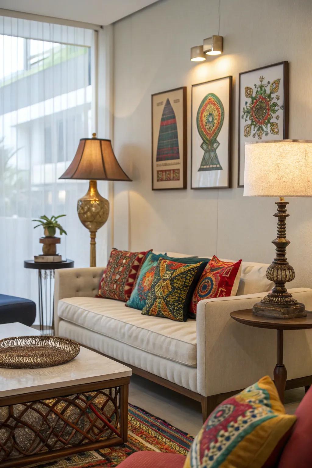 A stylish balance of modern and eclectic decor elements.
