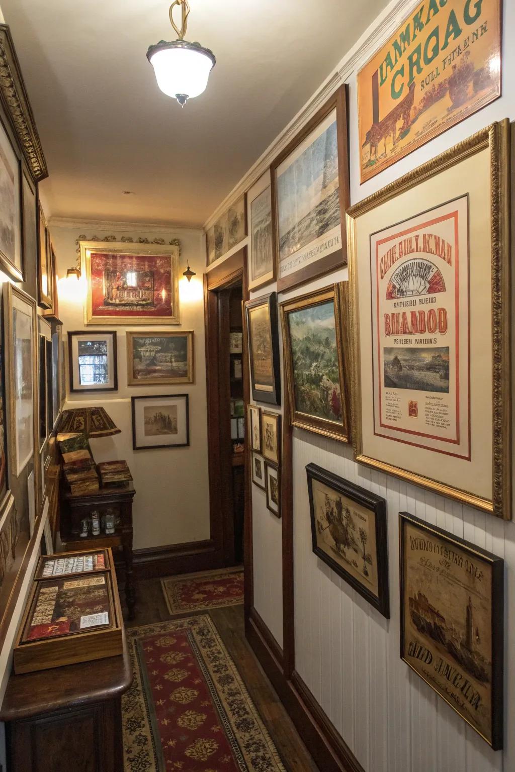 Personal additions like artwork bring uniqueness to this compact cigar space.