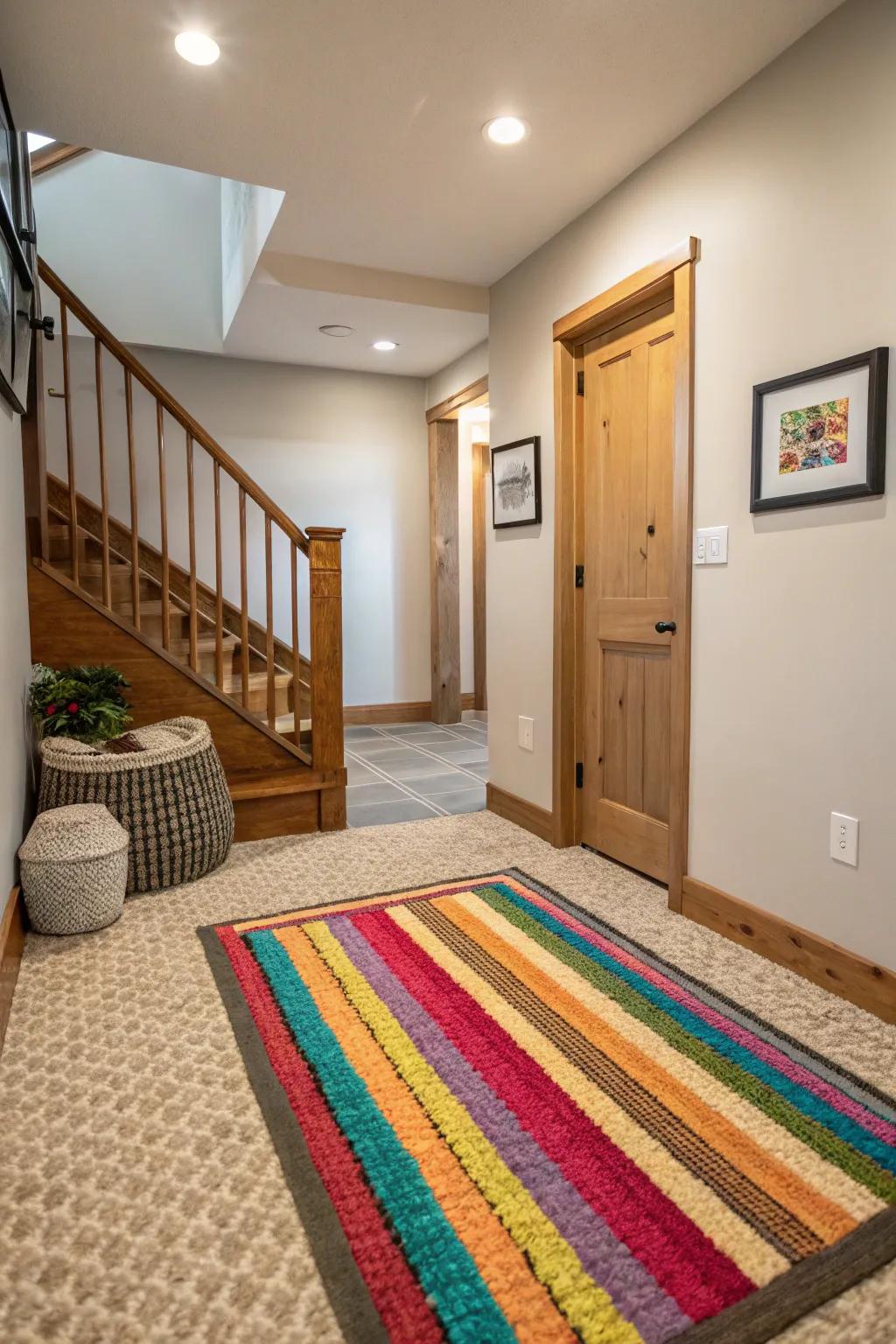 Rugs bring warmth and definition to small landings.