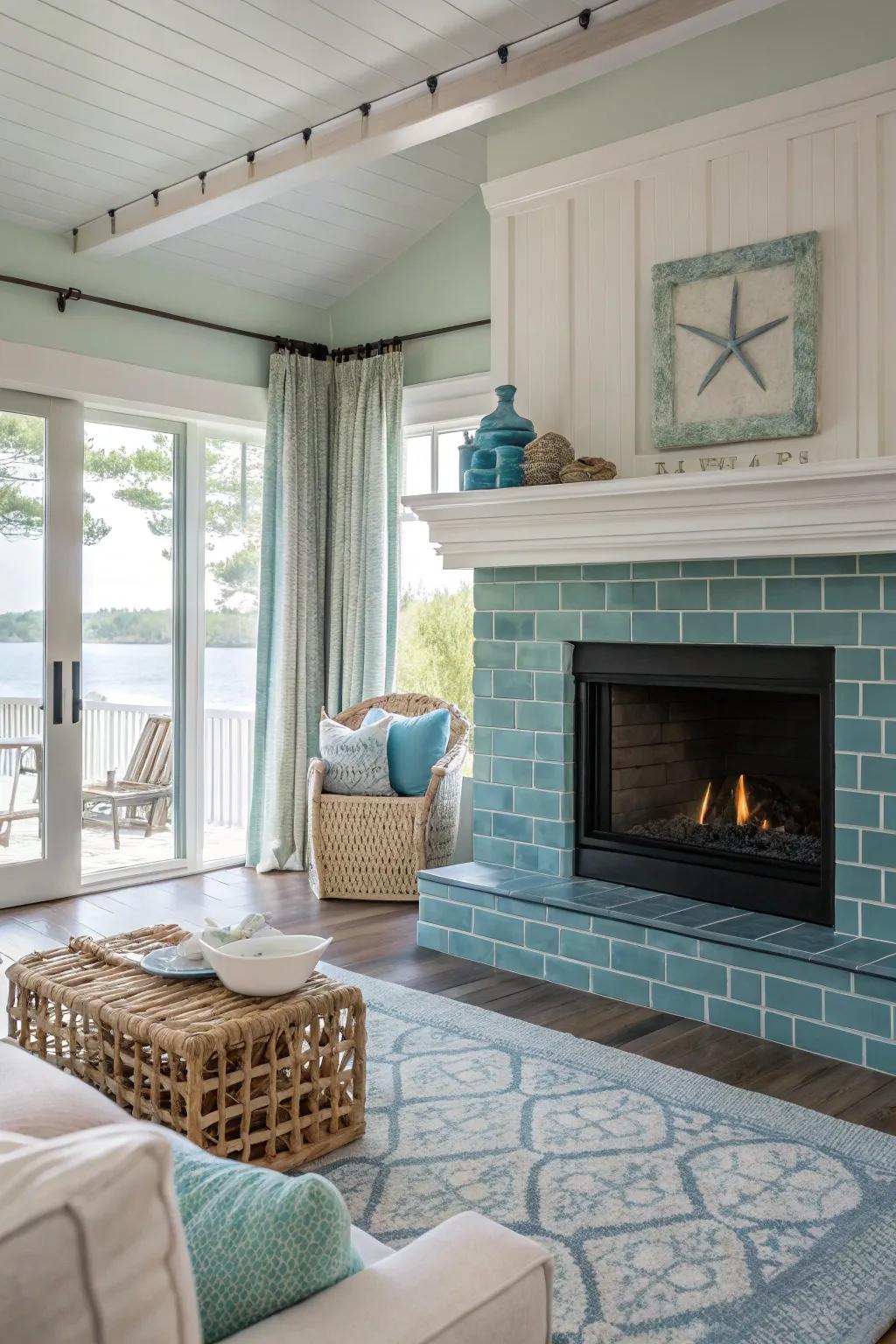 Subtle color adaptations in strip tiles produce a soothing coastal vibe.