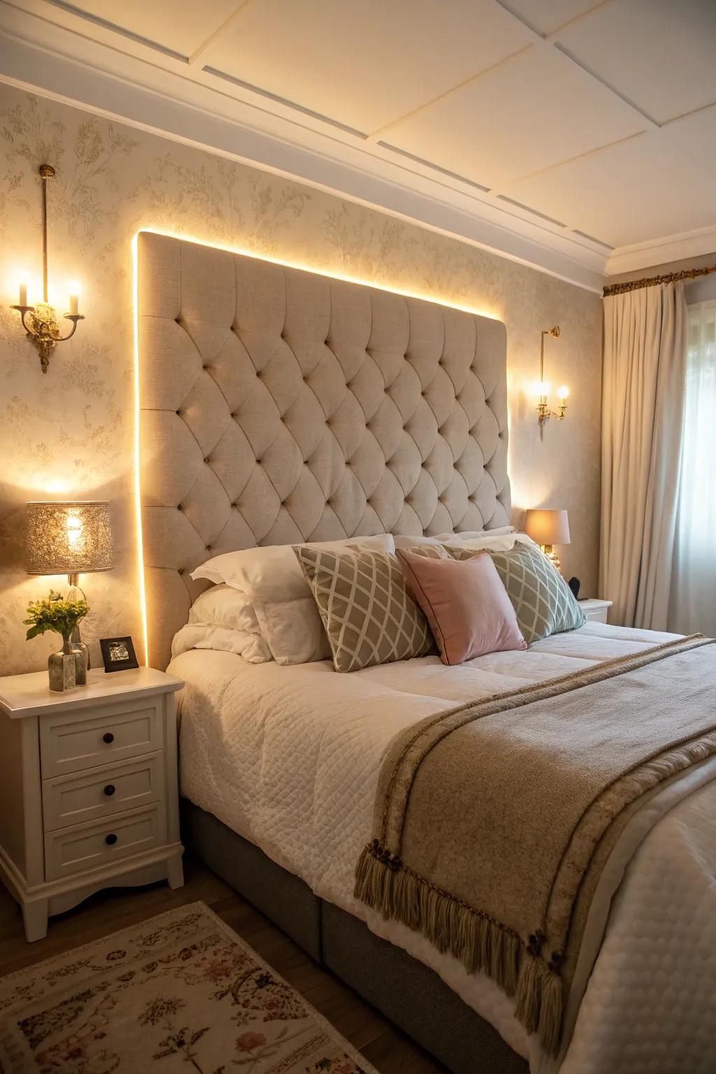 Integrated lighting adds warmth and an inviting glow to your personal sleeping space.