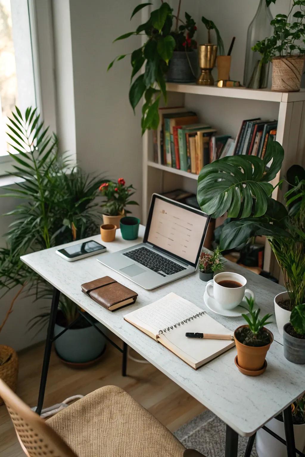 Plants make your office feel fresh and peaceful.