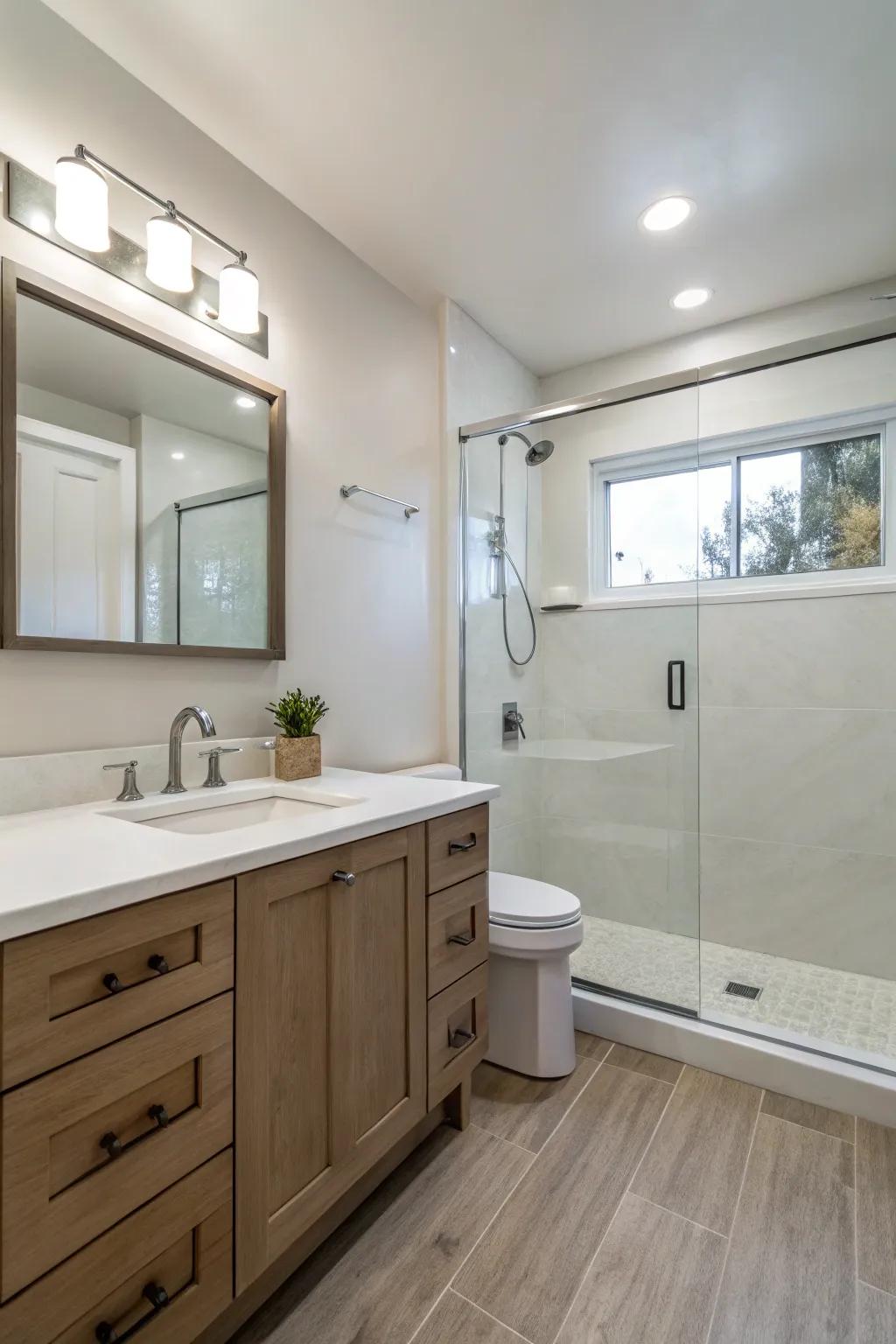 Zen minimalist bathroom design for a calm and peaceful space.