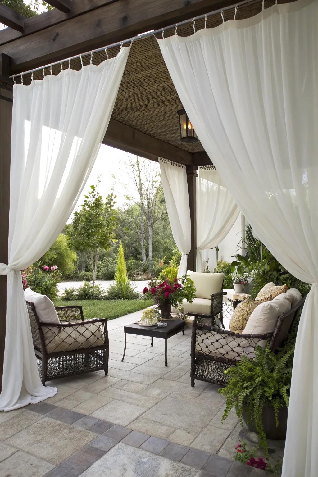 Exterior fabric panels provide discretion and panache to your patio.
