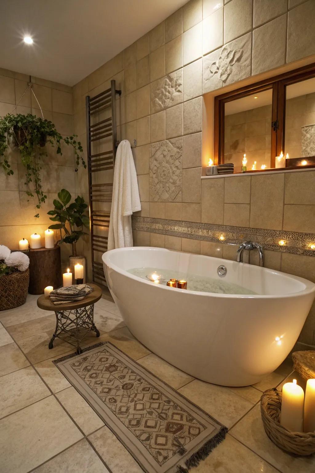 Opulent bathroom featuring refined ceramic tiles