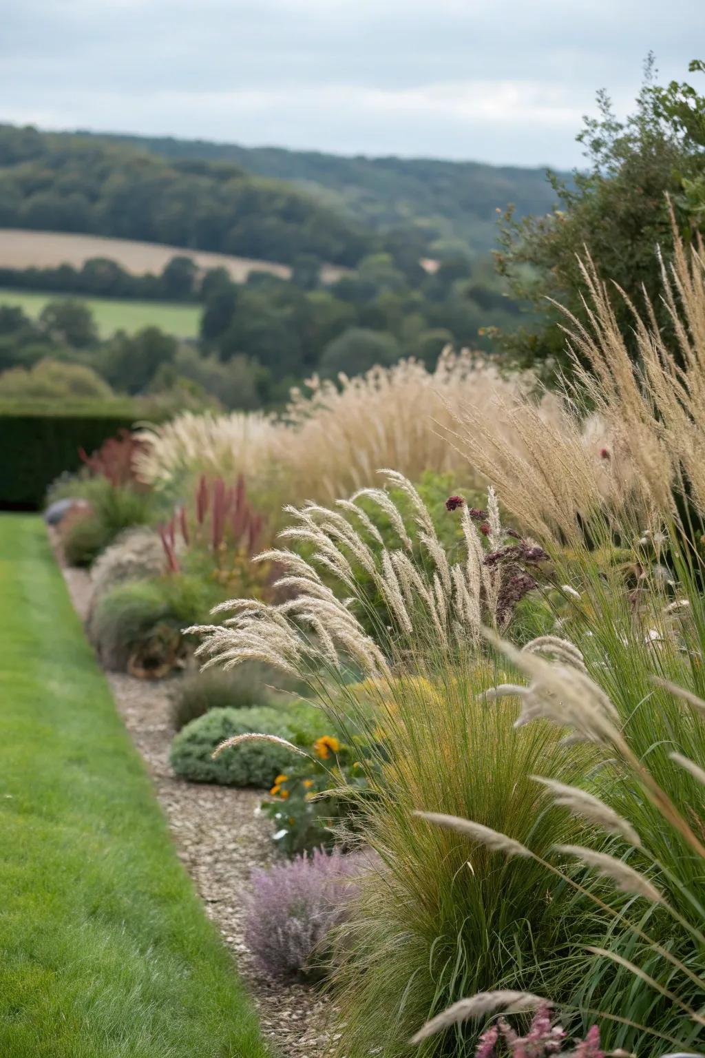 A multi-dimensional view created with varied grass heights.