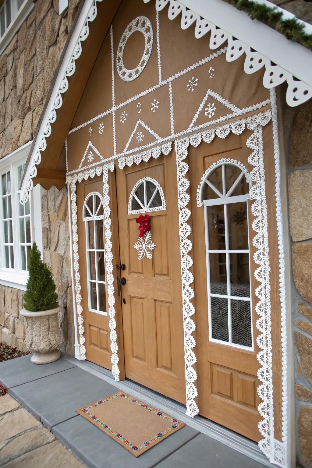 Faux panes conjure the charming deception of a gingerbread dwelling.