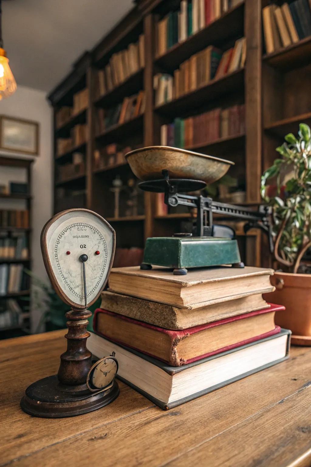 Elevating a classic balance with charming old books.
