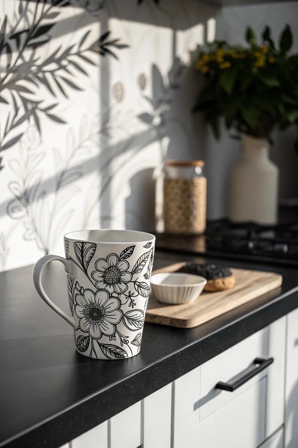 Monochrome floral designs for a sophisticated flair.