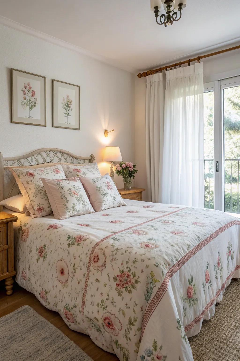 With floral bedding, freshen up your bedroom.
