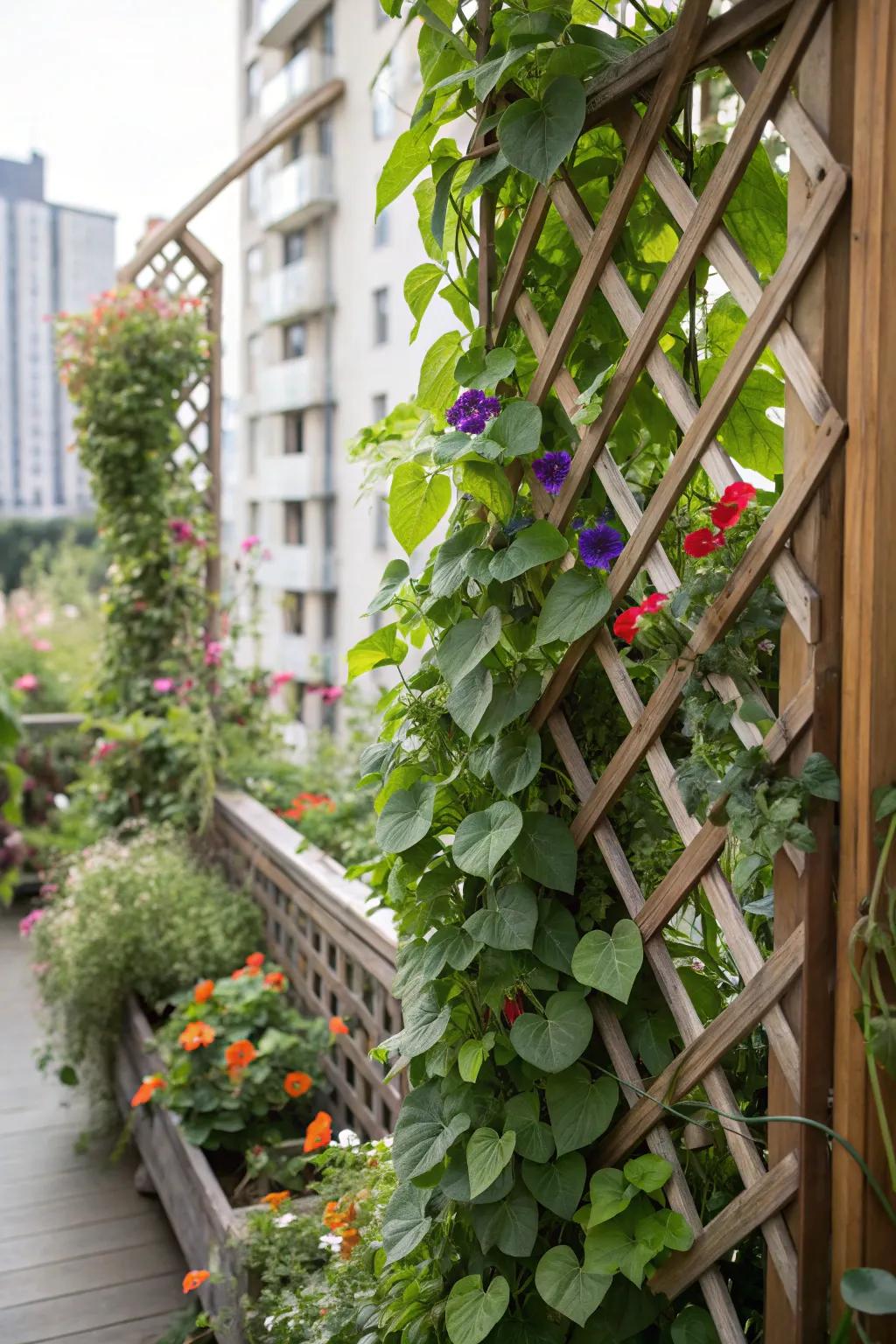 An imaginative approach to vertical space highlighted by a lush, green wall.