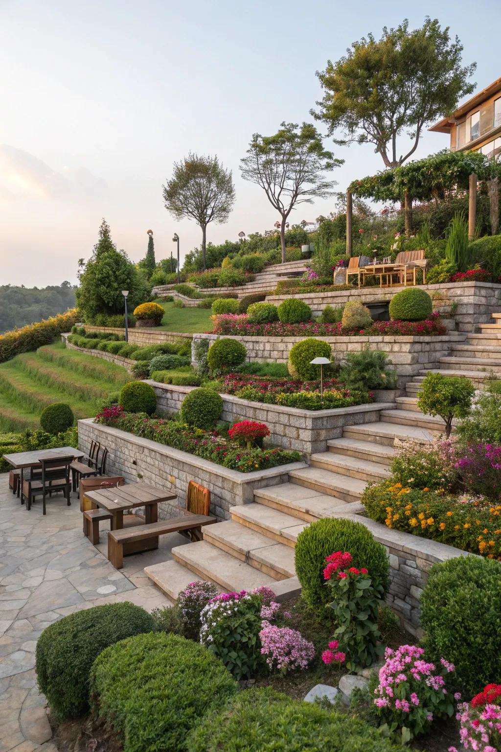 Multi-levels add depth and dimension to gardens.