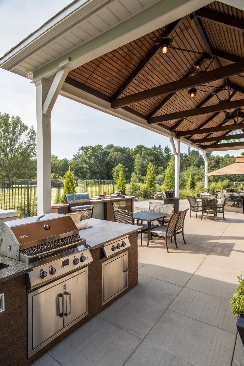 An open-air grill pavilion designed to enjoy the outdoors.