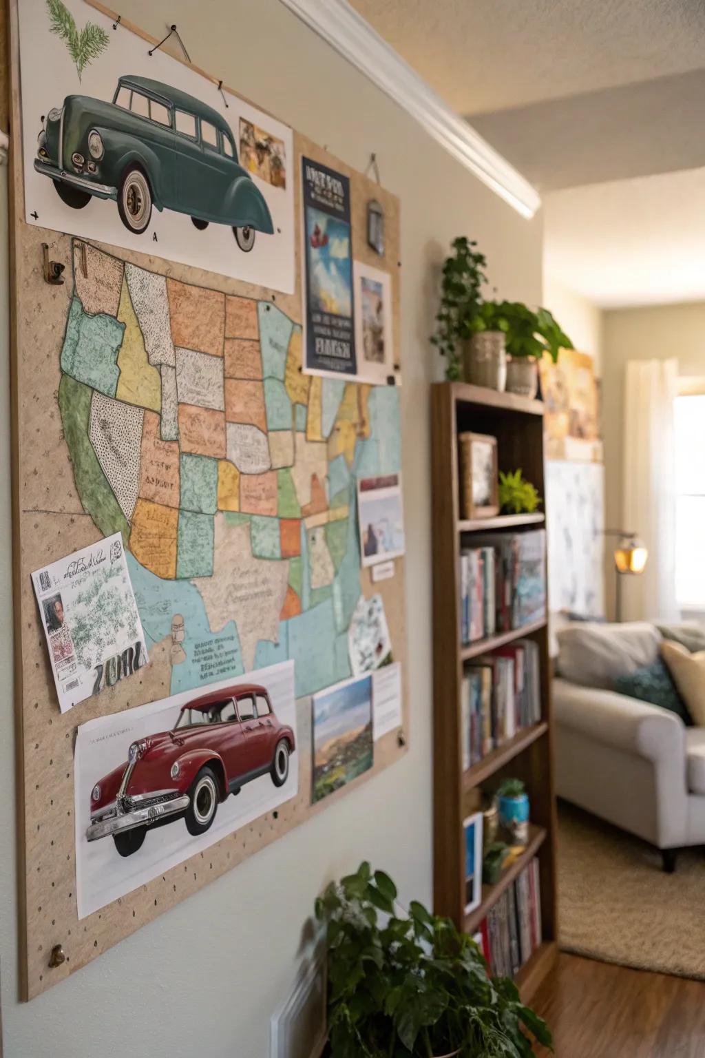 A road trip-centric bulletin board designed for adventure aficionados.